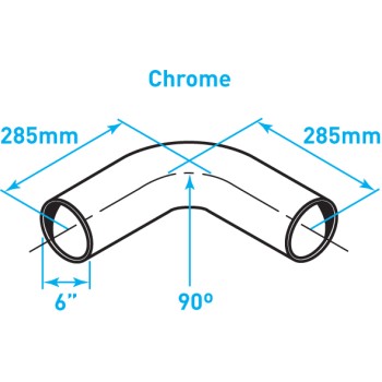 Exhaust Elbow 90º Bend, Chrome - 6"